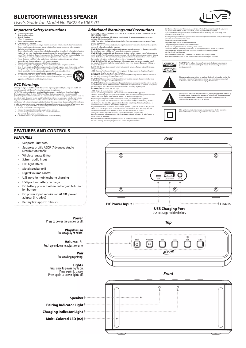 Imagen de la primera página del manual del dispositivo ISB224B