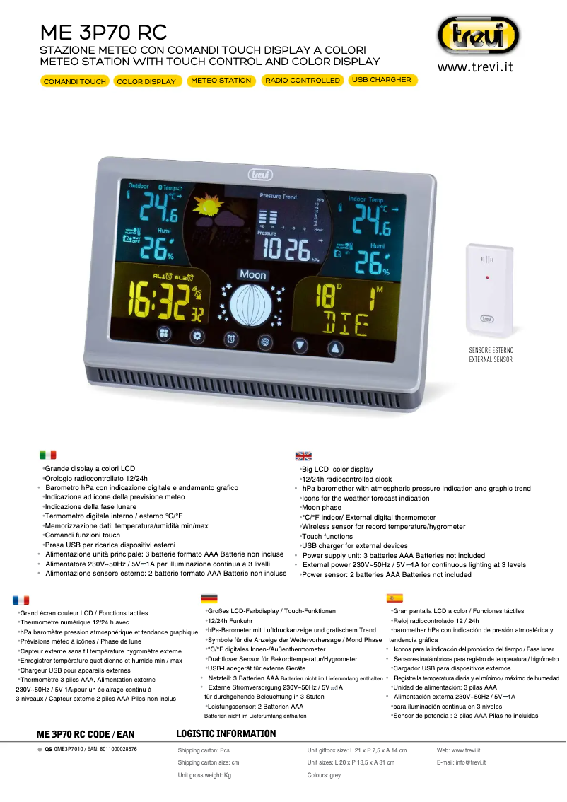 Page 1 de la notice Manuel utilisateur Trevi ME 3P70 RC