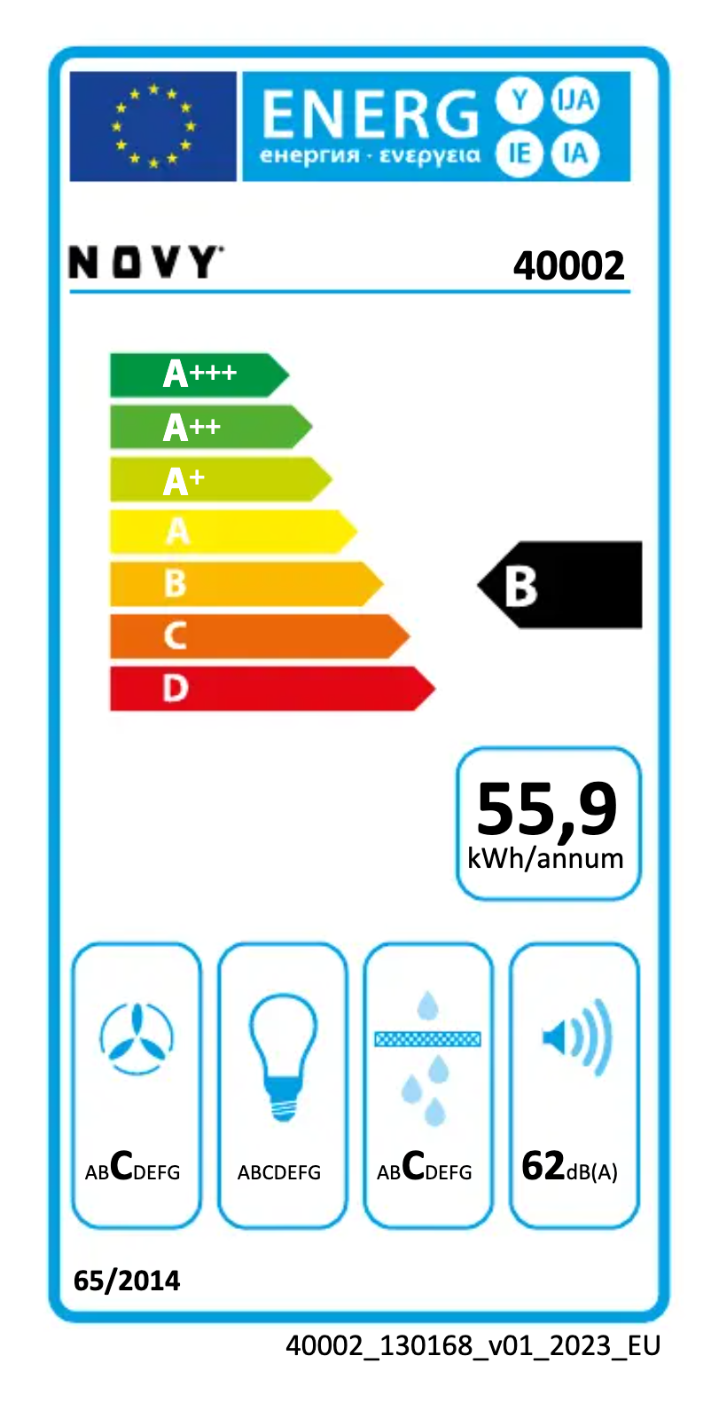 Page 1 de la notice Label énergétique Novy Up Comfort 40002
