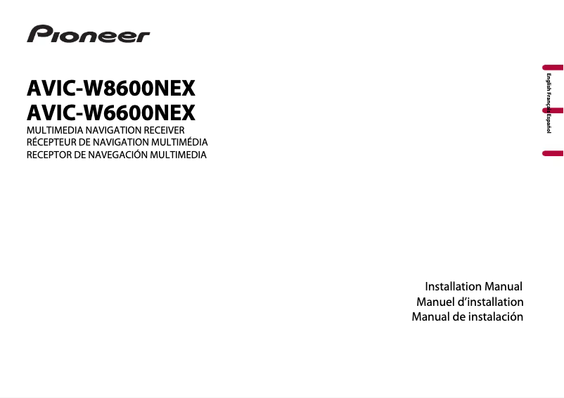 Page 1 de la notice Guide d'installation Pioneer AVIC-W6600NEX