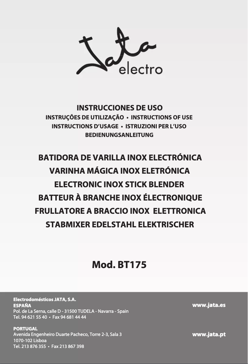 Page n°1 - Manuel utilisateur Jata BT175