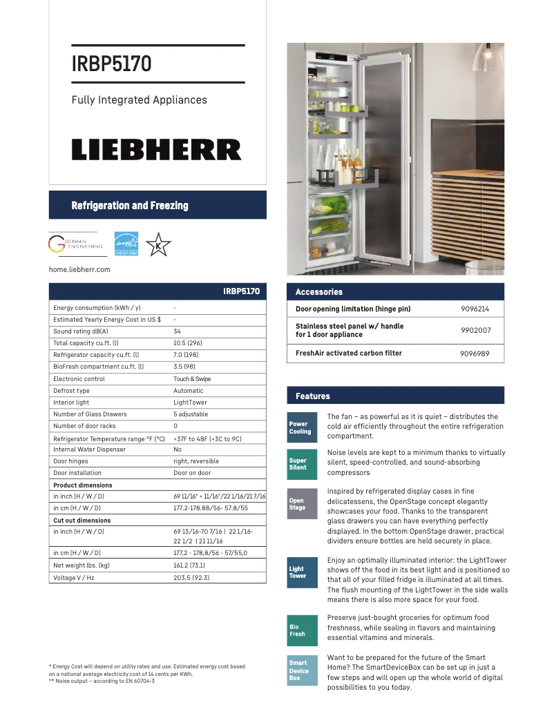 Page n°1 - Fiche technique Liebherr IRBP5170