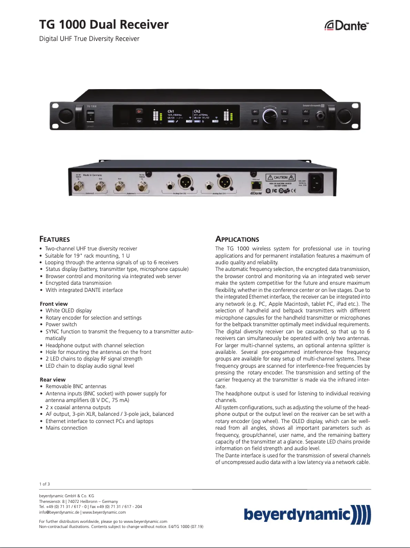 Image de la première page du manuel de l'appareil TG 1000
