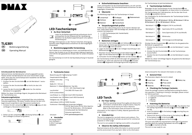 Page n°1 - Manuel utilisateur Olympia TLG 301