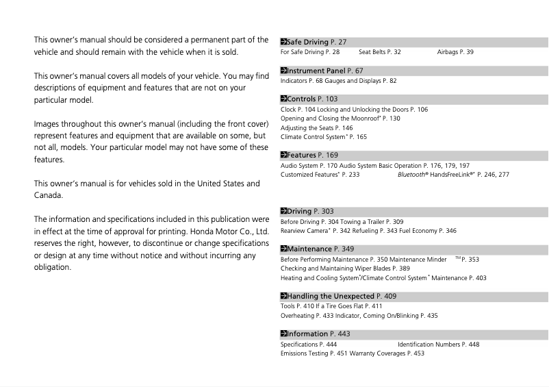 Page 1 de la notice Manuel utilisateur Honda Civic Si Sedan (2014)