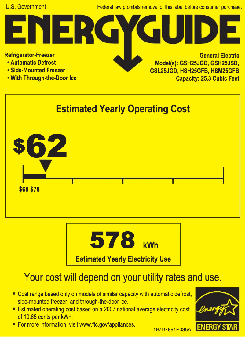 Page n°1 - Label énergétique Hotpoint HSM25GFBSA