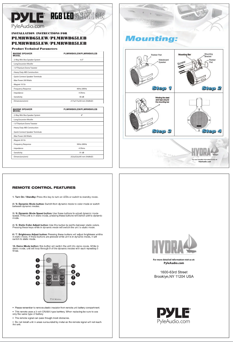 Page 1 de la notice Manuel utilisateur Pyle PLMRWB65LEB