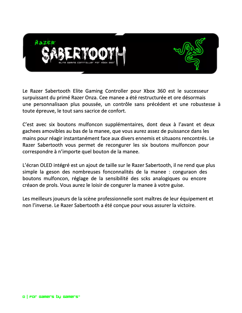 Page n°1 - Manuel utilisateur Razer Sabertooth
