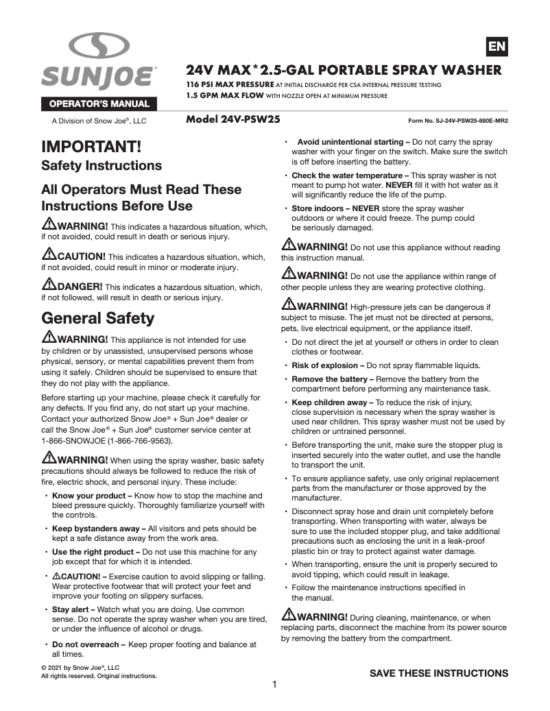 Image de la première page du manuel de l'appareil 24V-PSW25-CT