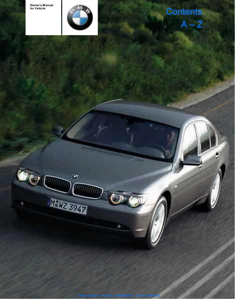 Image de la première page du manuel de l'appareil 745Li Sedan (2002)