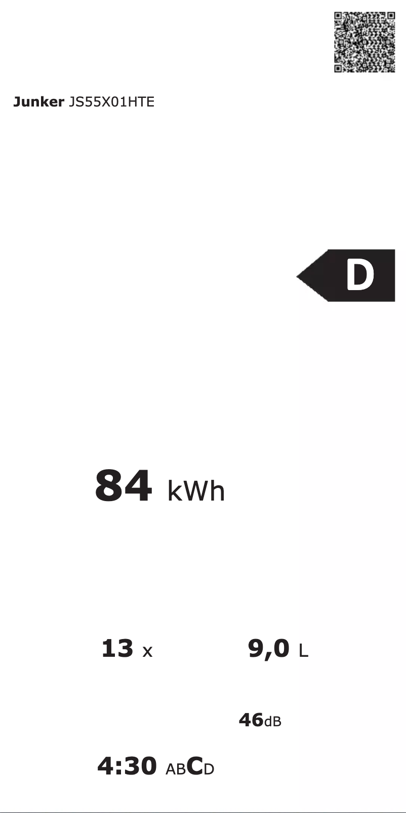 Page n°1 - Label énergétique Junker JS55X01HTE
