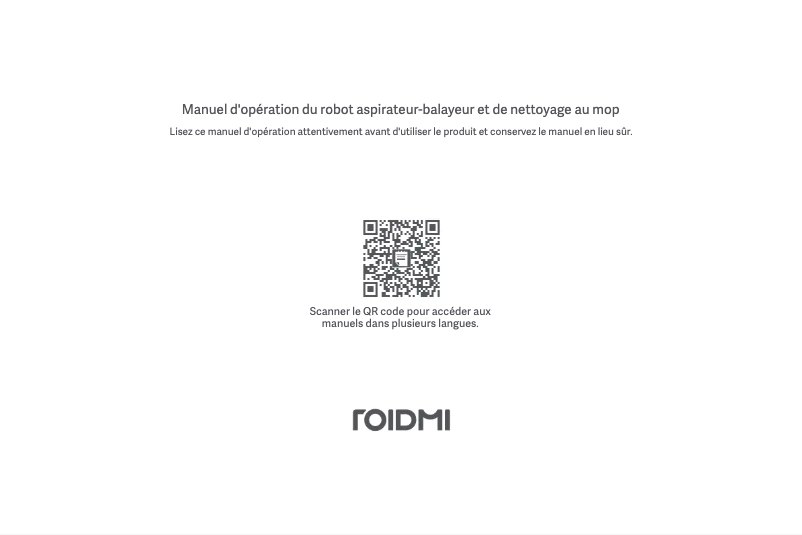 Page 1 de la notice Manuel utilisateur Roidmi EVE ROOK S