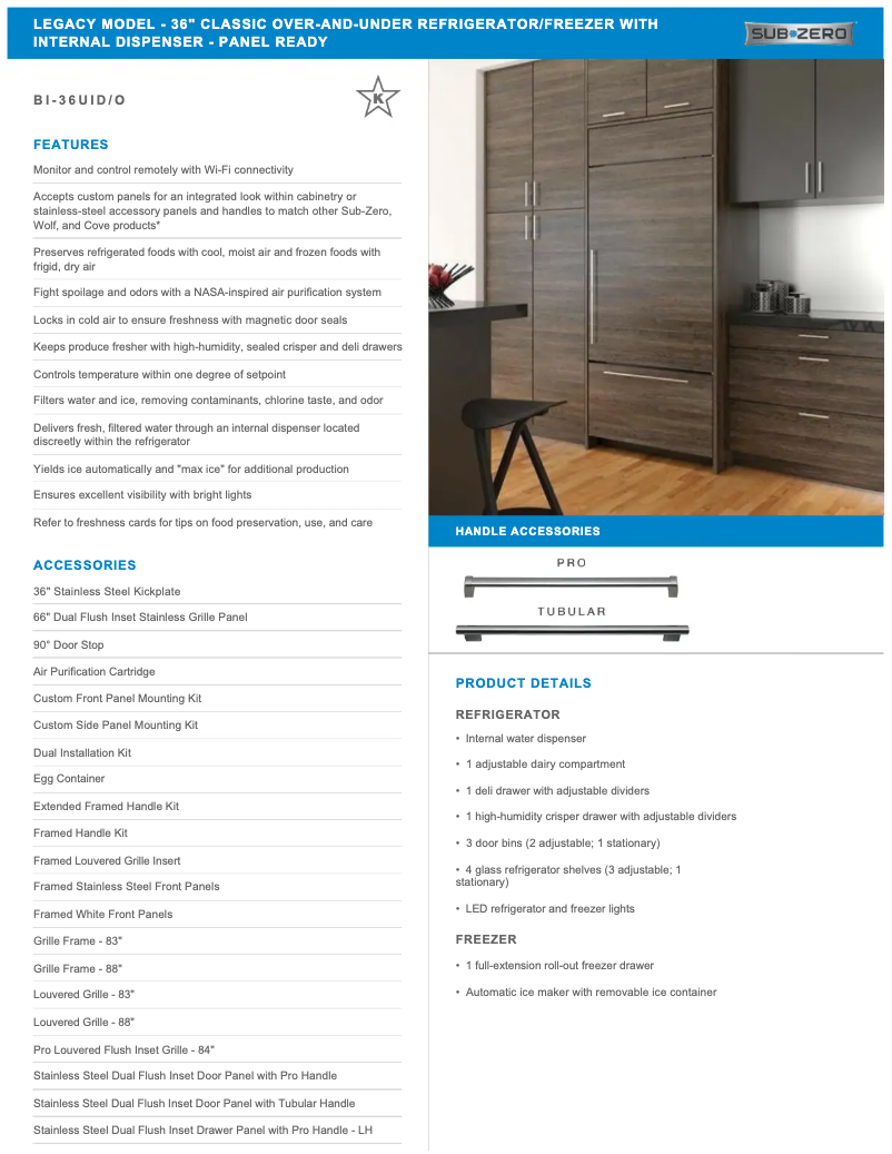 Page n°1 - Manuel utilisateur Sub-Zero BI-36UIO