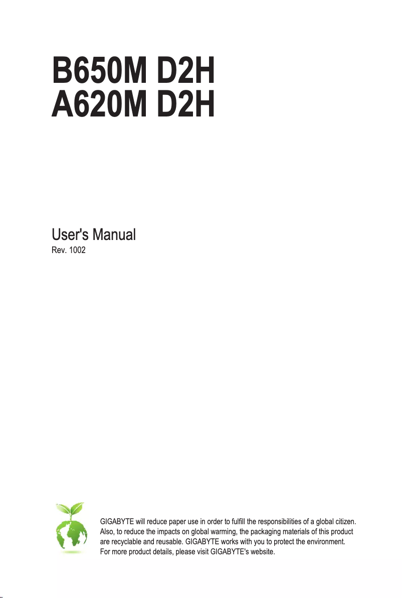 Page n°1 - Manuel utilisateur Gigabyte B650M D2H