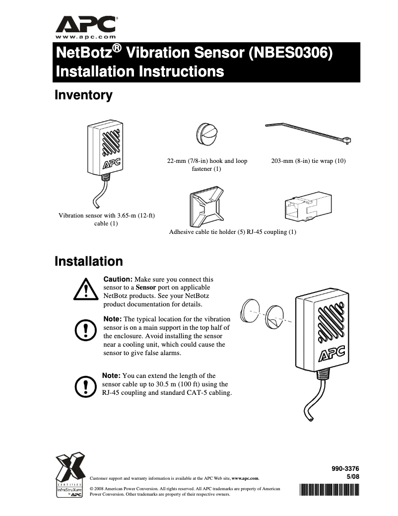 Image de la première page du manuel de l'appareil NetBotz NBES0306