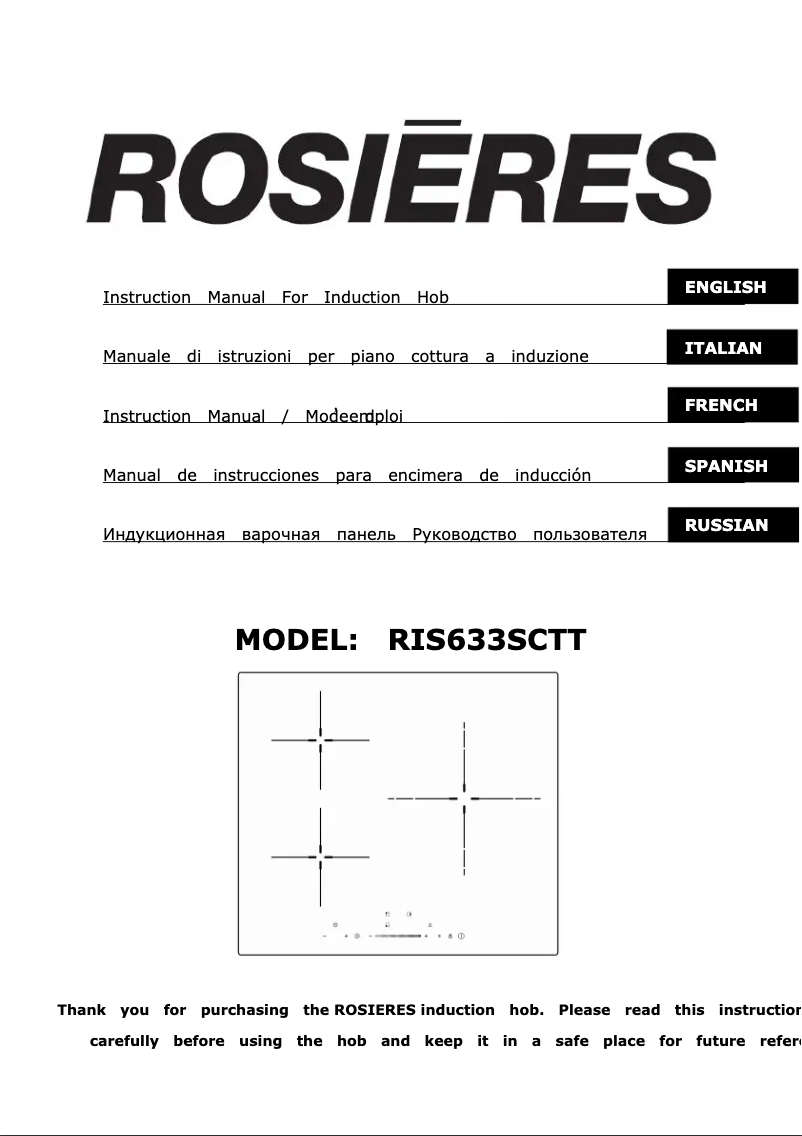 Page 1 de la notice Manuel utilisateur Rosieres RIS633SCTT