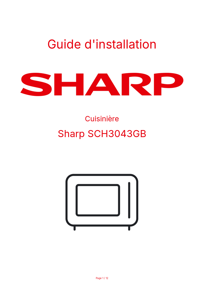 Page n°1 - Guide d'installation Sharp SCH3043GB