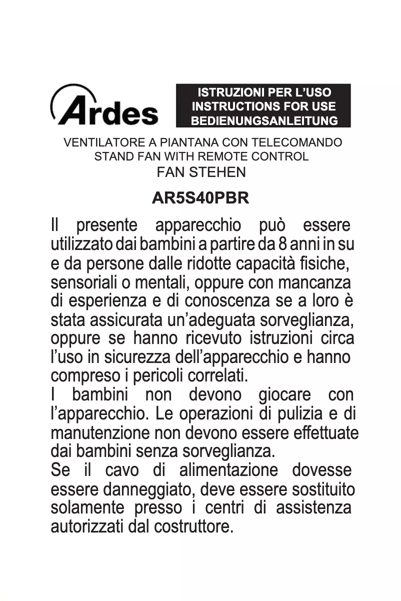 Image de la première page du manuel de l'appareil AR5S40PBR