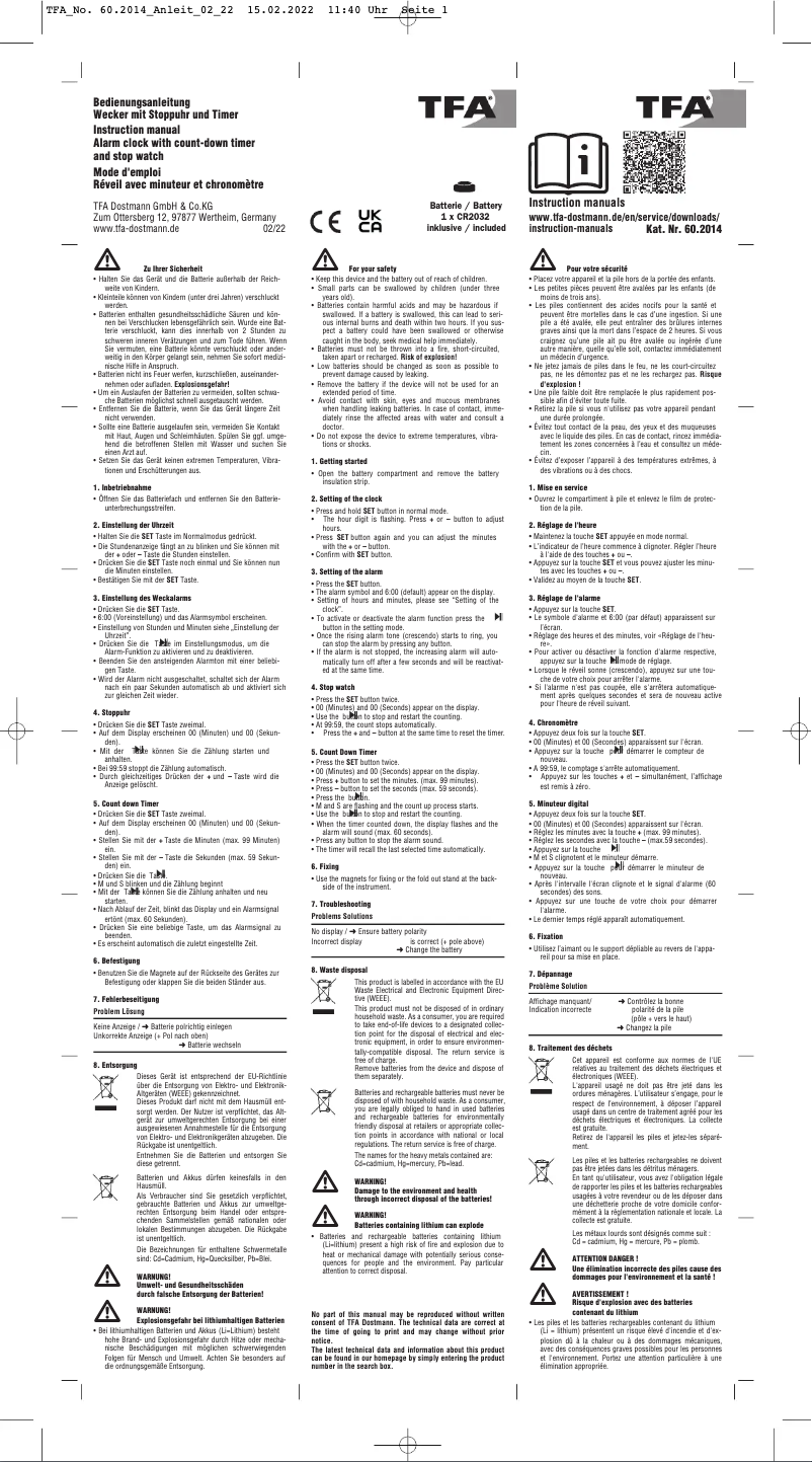 Página 1 del manual Manual de usuario TFA 60.2014.01