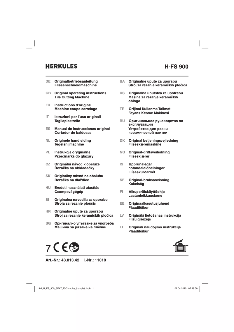 Page 1 de la notice Manuel utilisateur Herkules H-FS 900