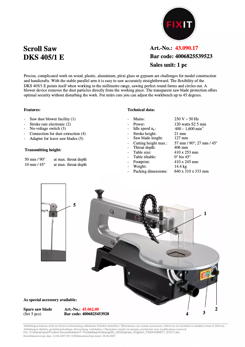 Page 1 de la notice Manuel utilisateur FIXIT DKS 405/1 E