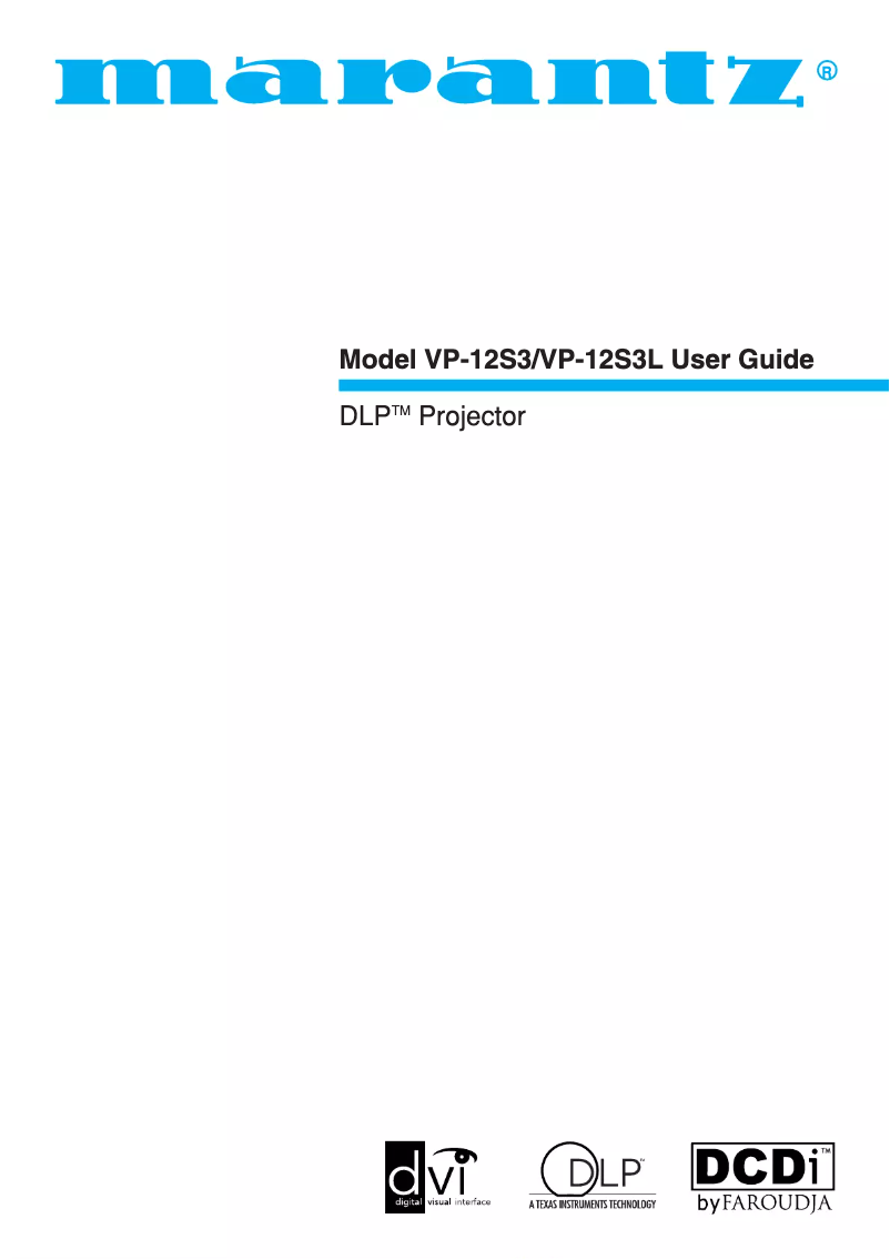 Page n°1 - Manuel utilisateur Marantz VP-12S4