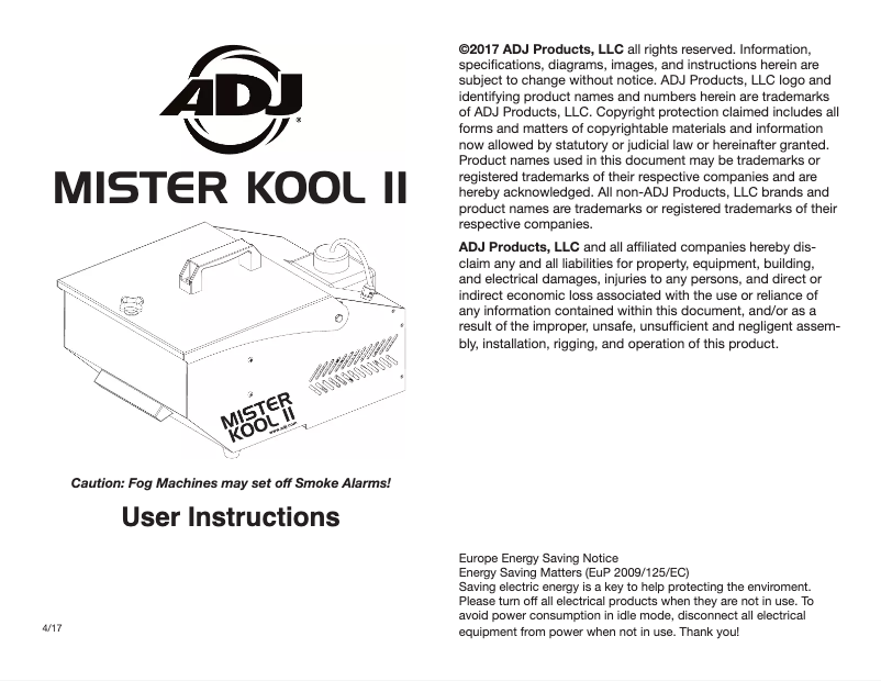 Imagen de la primera página del manual del dispositivo Mister Kool II