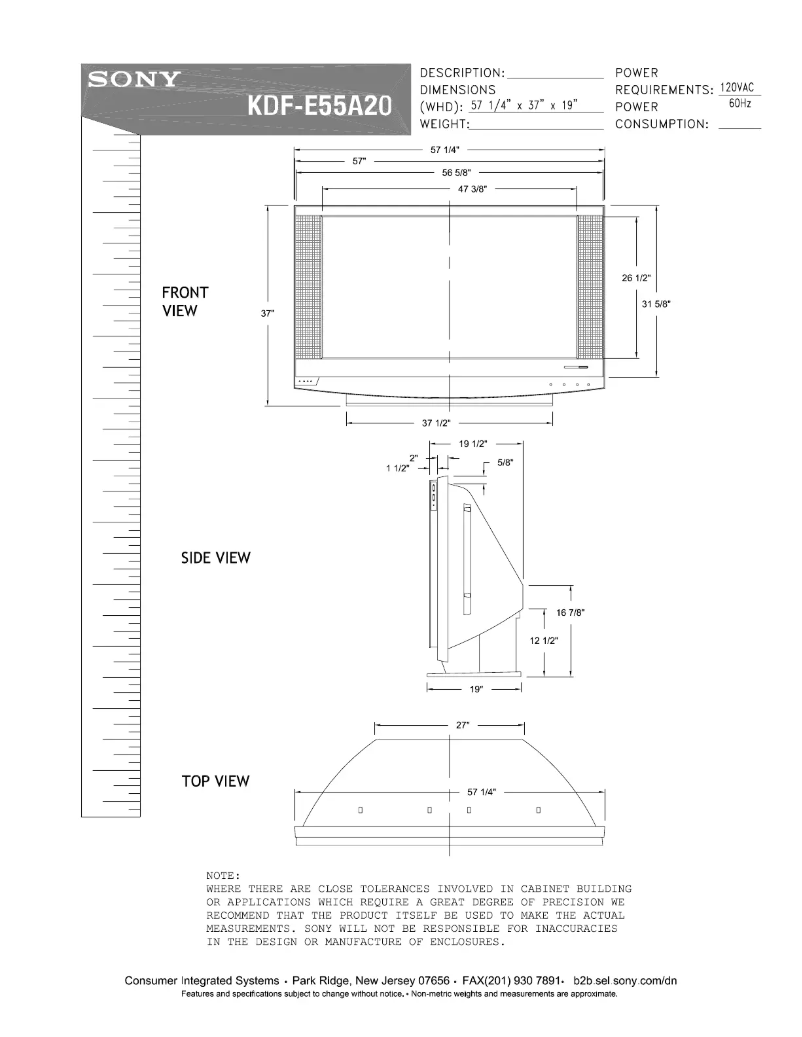 Page n°1 - Guide d'installation Sony KDF-E55A20