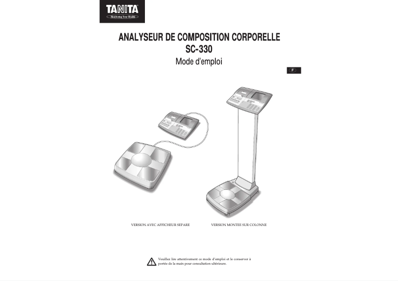 Page 1 de la notice Manuel utilisateur Tanita SC-330