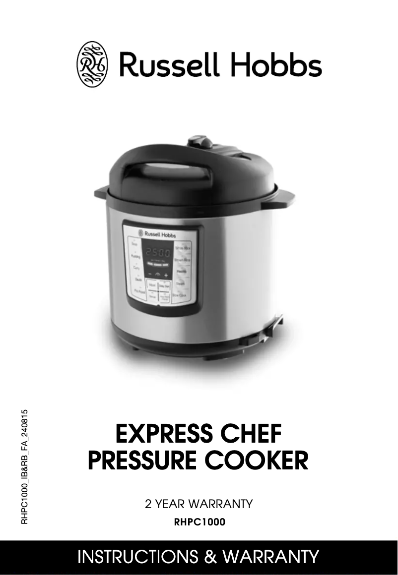 Image de la première page du manuel de l'appareil Express Chef RHPC1000