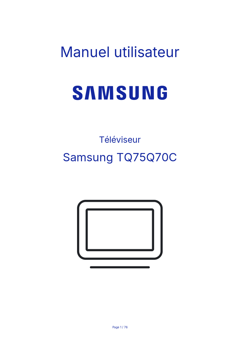 Page n°1 - Manuel utilisateur Samsung TQ75Q70C