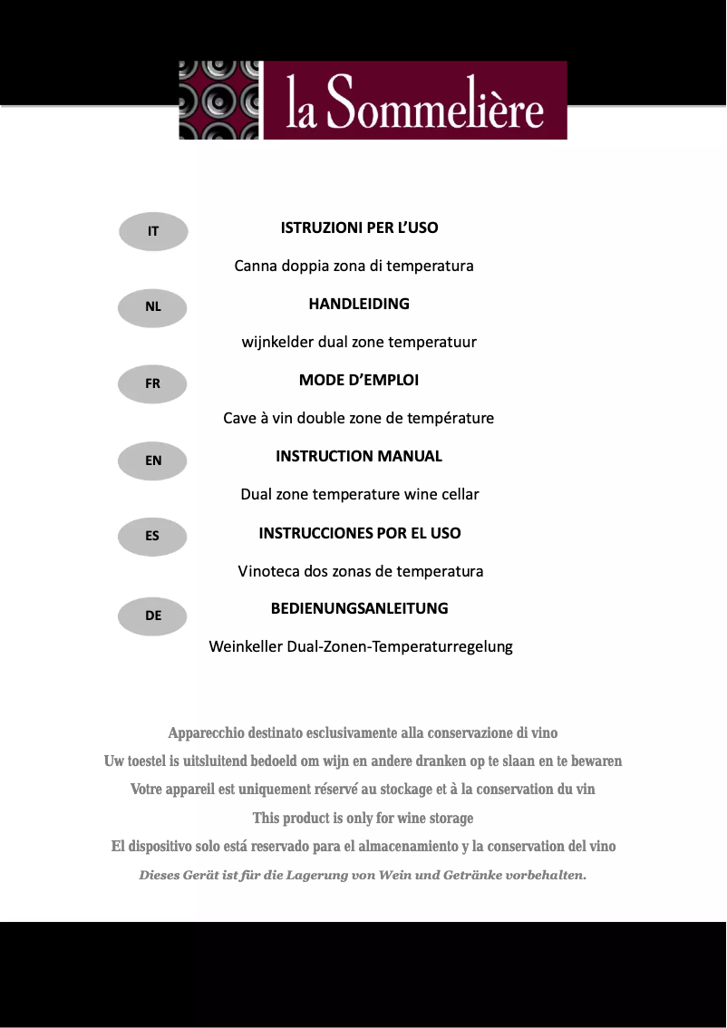 Page 1 de la notice Manuel utilisateur La Sommelière ECS135