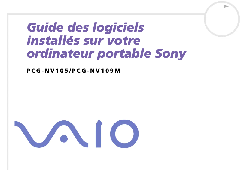 Page n°1 - Manuel utilisateur Sony Vaio PCG-NV105