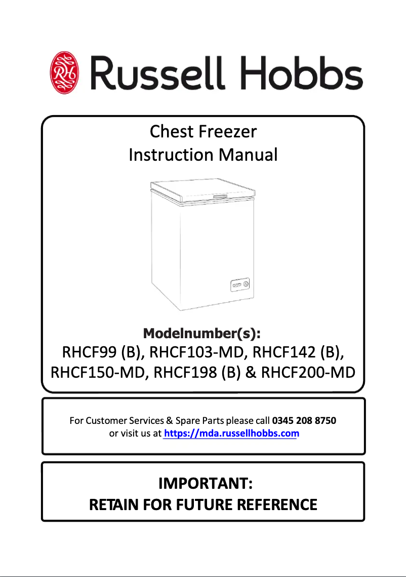 Page 1 de la notice Manuel utilisateur Russell Hobbs RHCF198B