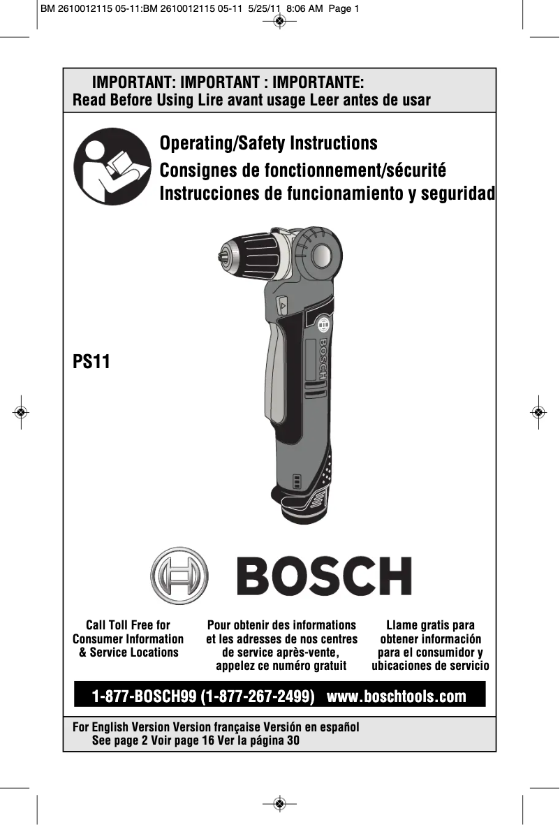 Page 1 de la notice Manuel utilisateur Bosch PS11BN