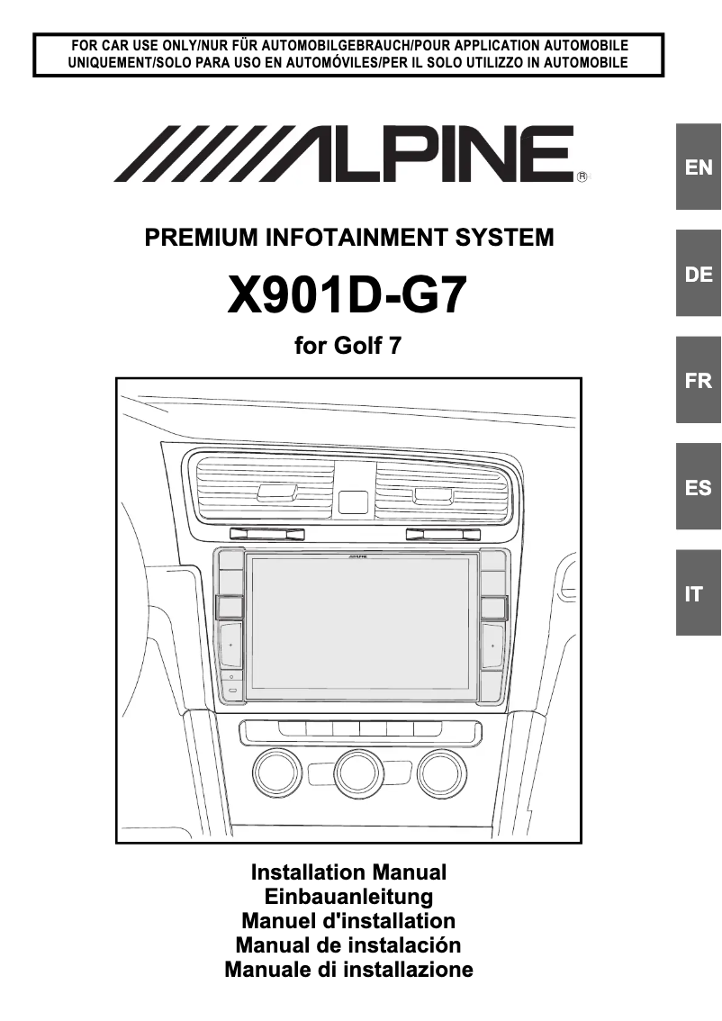 Page n°1 - Manuel utilisateur Alpine X901D-G7