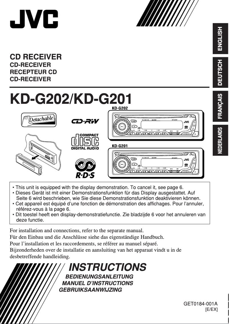 Image de la première page du manuel de l'appareil KD-G201