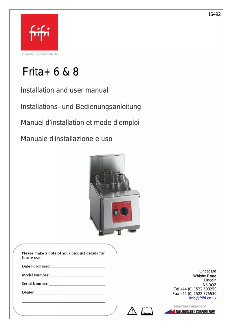 Page 1 de la notice Manuel utilisateur Frifri Frita+ 8