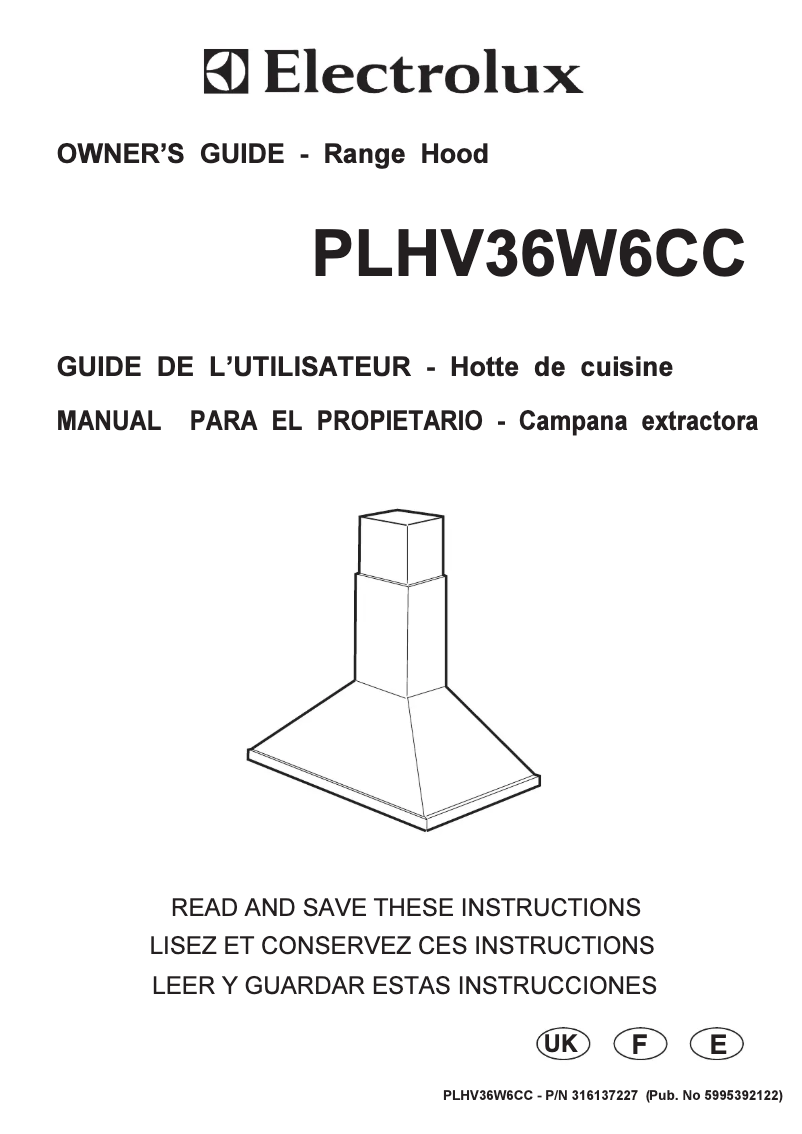 Image de la première page du manuel de l'appareil PLHV36W6CC