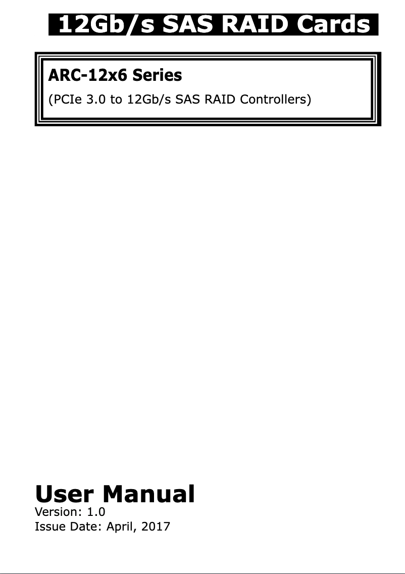 Página 1 del manual Manual de usuario Areca ARC-1216-4i
