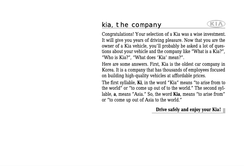 Page n°1 - Manuel utilisateur Kia Spectra5 (2007)