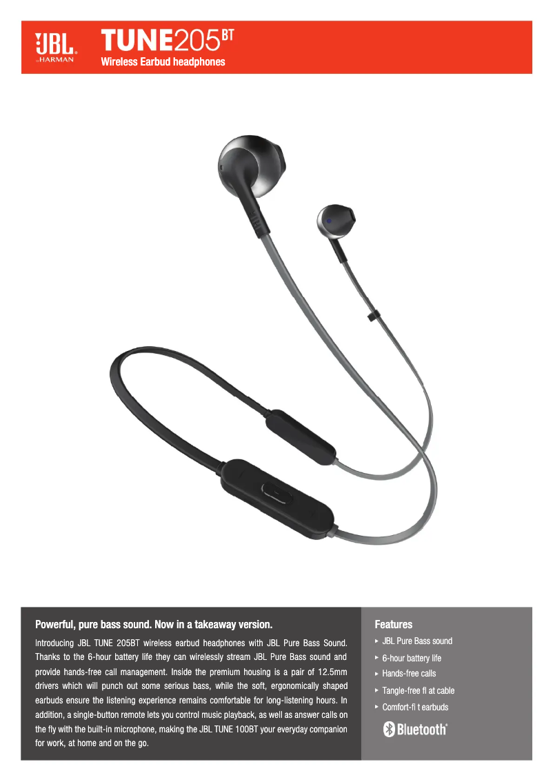 Image de la première page du manuel de l'appareil Tune 205BT