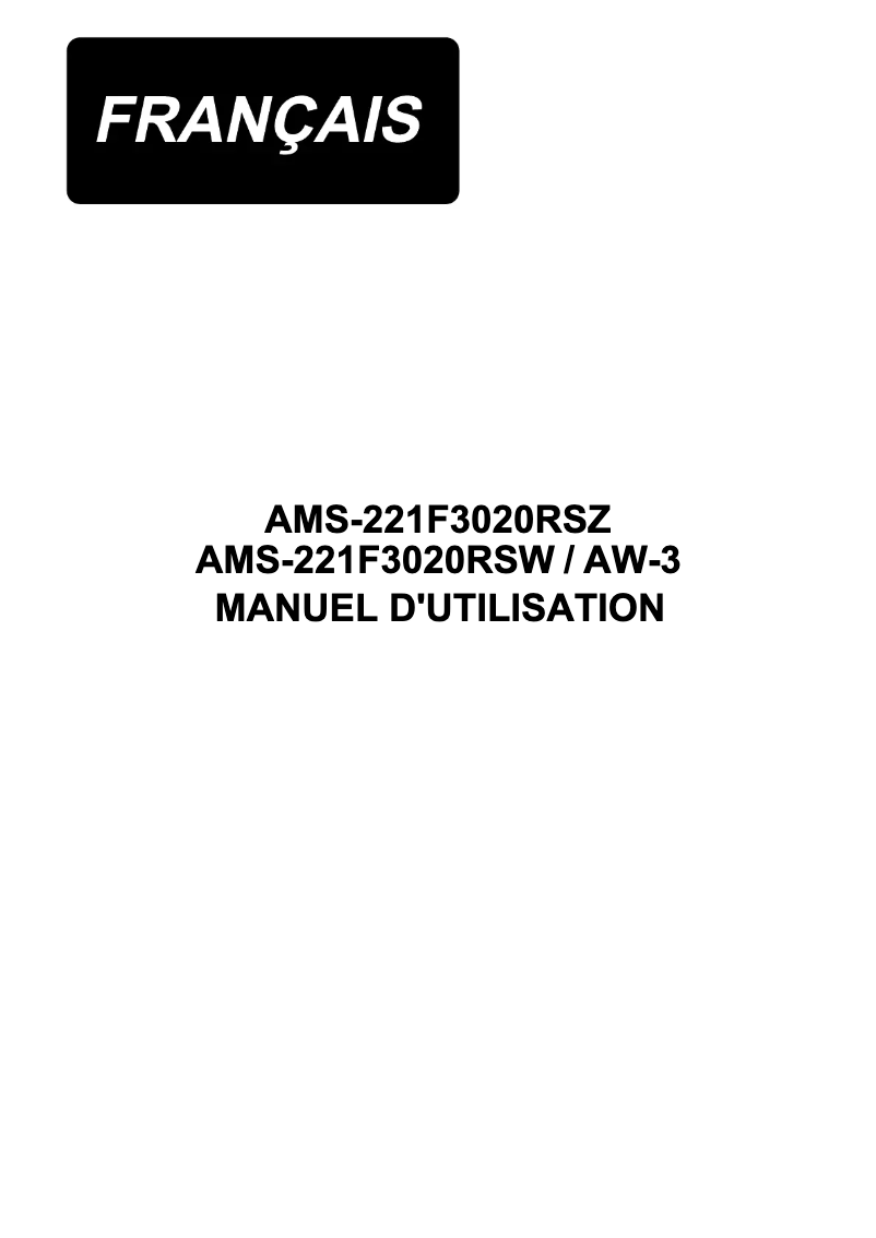 Page n°1 - Manuel utilisateur Juki AMS-221FR