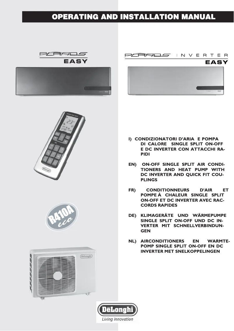 Page 1 de la notice Manuel utilisateur DeLonghi PLS110AR