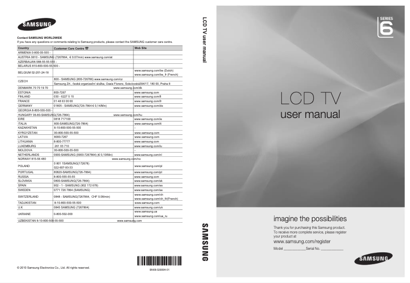 Page n°1 - Manuel utilisateur Samsung LE40C658M2W