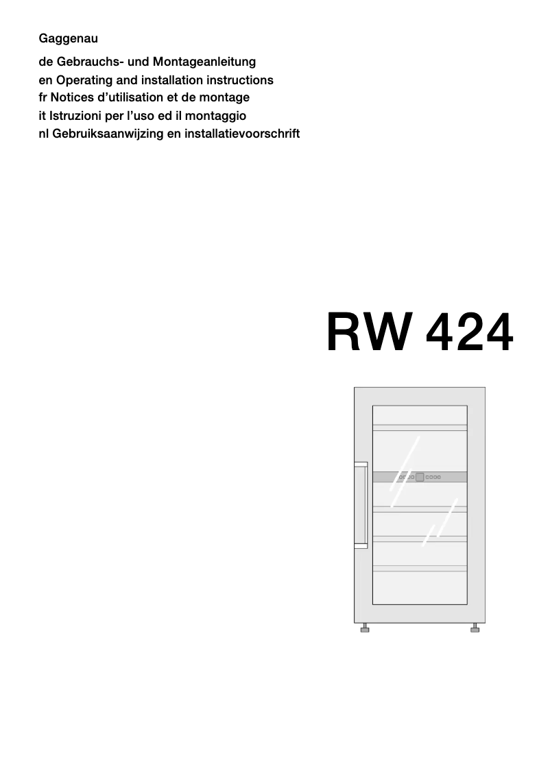 Page 1 de la notice Manuel utilisateur Gaggenau RW 424