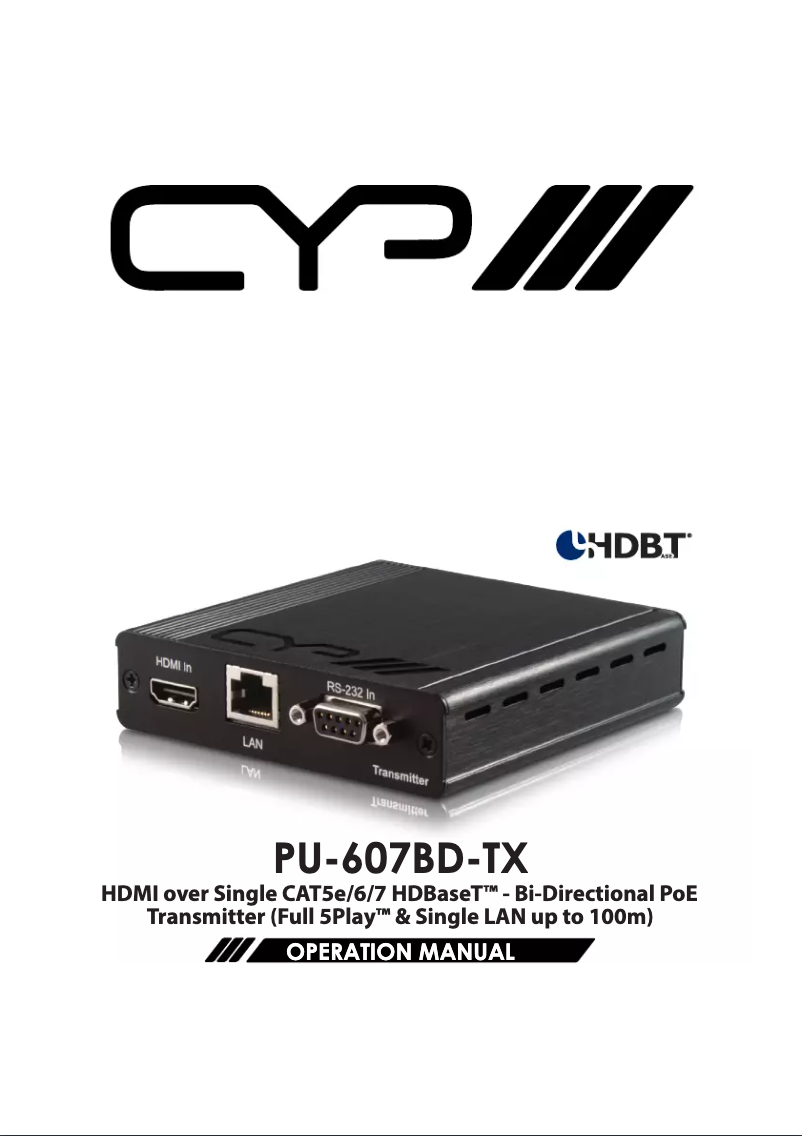 Page n°1 - Manuel utilisateur CYP PU-607BD-TX