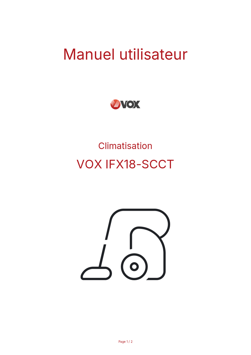Page n°1 - Manuel utilisateur VOX IFX18-SCCT