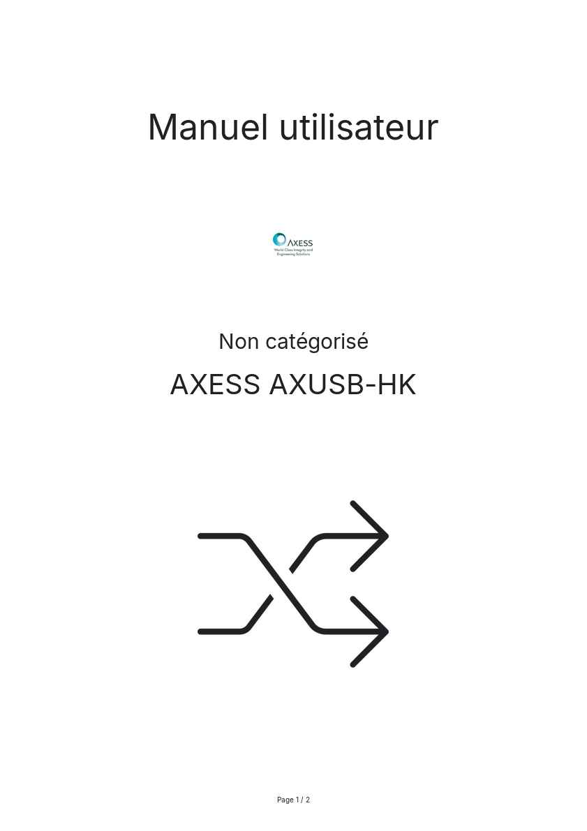 Page n°1 - Manuel utilisateur AXESS AXUSB-HK