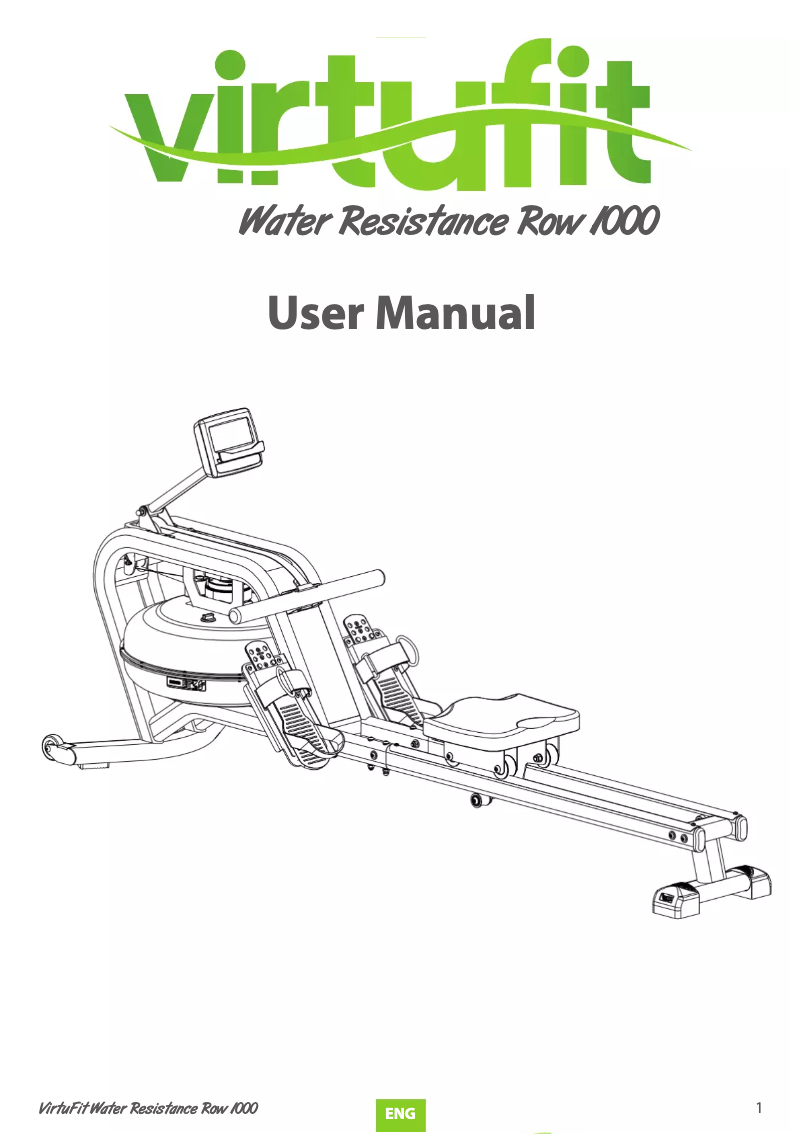 Page 1 de la notice Manuel utilisateur VirtuFit Water Resistance Row 1000